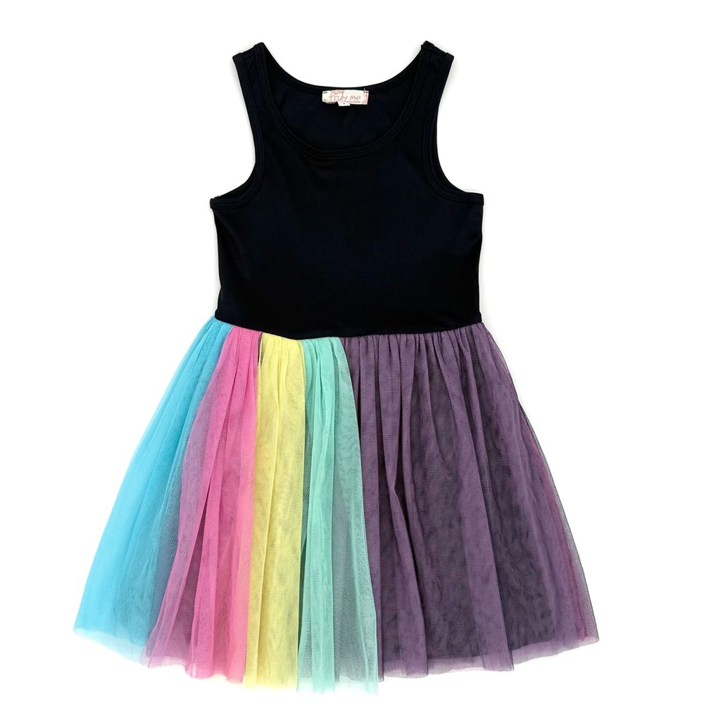 VGUC Truly Me By Sara Sara Little Girls Easter Navy Rainbow Tutu Tank Dress 6